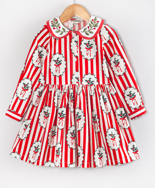 MISTLETOE PRINT CHRISTMAS DRESS