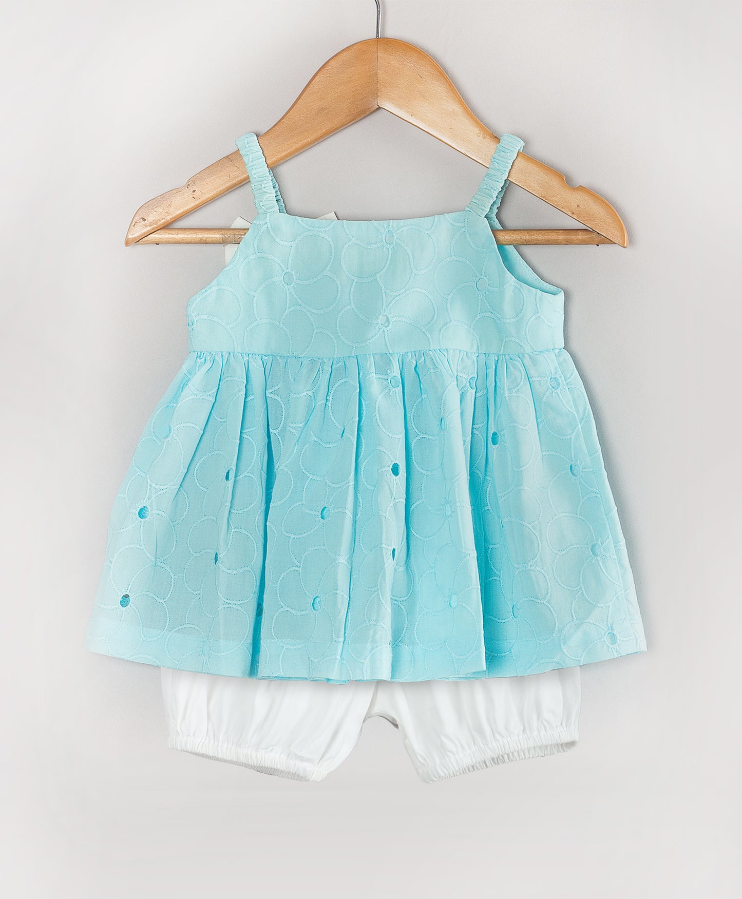 AQUA BLUE SCHIFFLI INFANT GIRLS SET