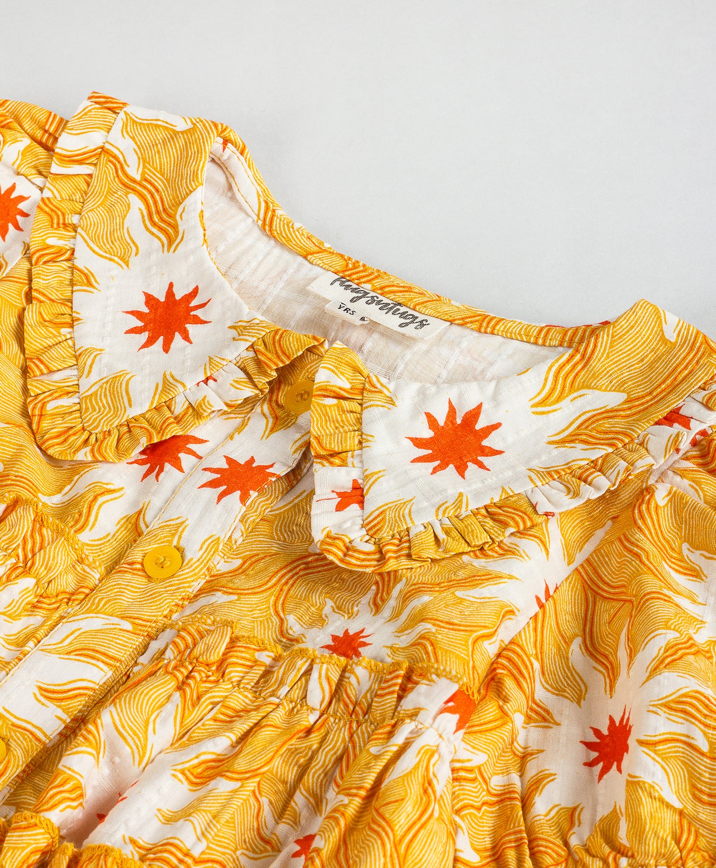 YELLOW FLORAL PRINT TIERED DRESS