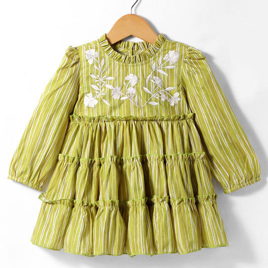 GREEN TUNIC TOP WITH EMBROIDERY