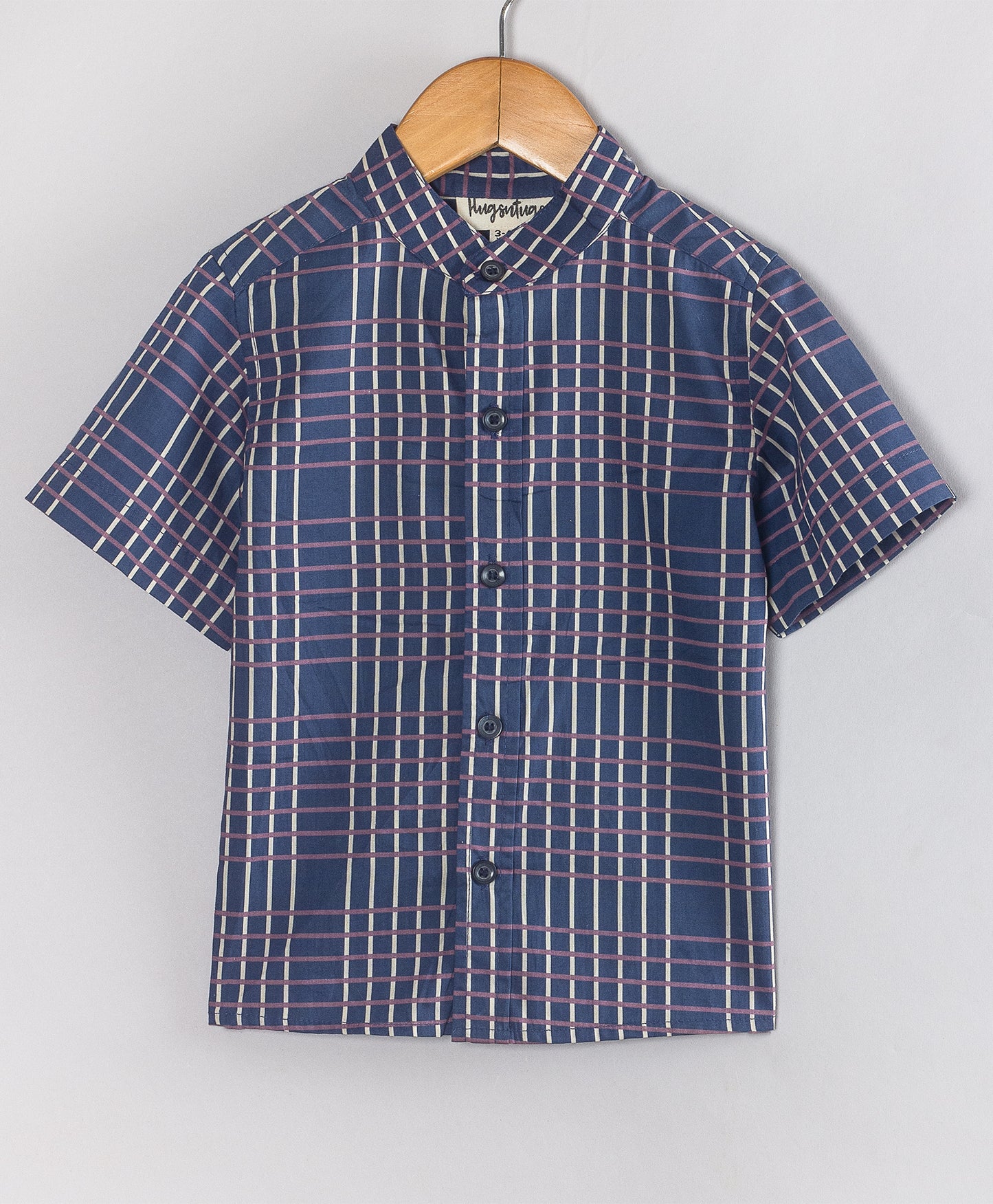 NAVY ENGINEERED STRIPES PRINT BOYS SHORTS SET