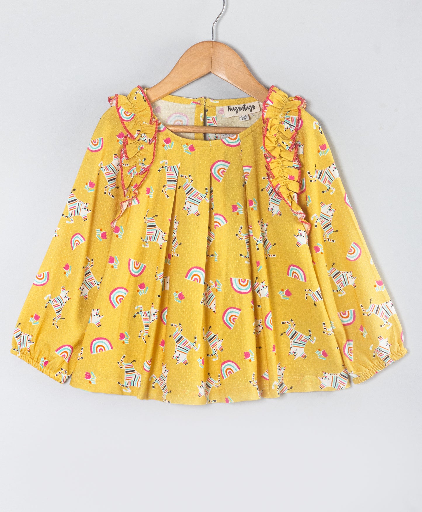 ALL OVER UNICORN PRINT YELLOW TOP