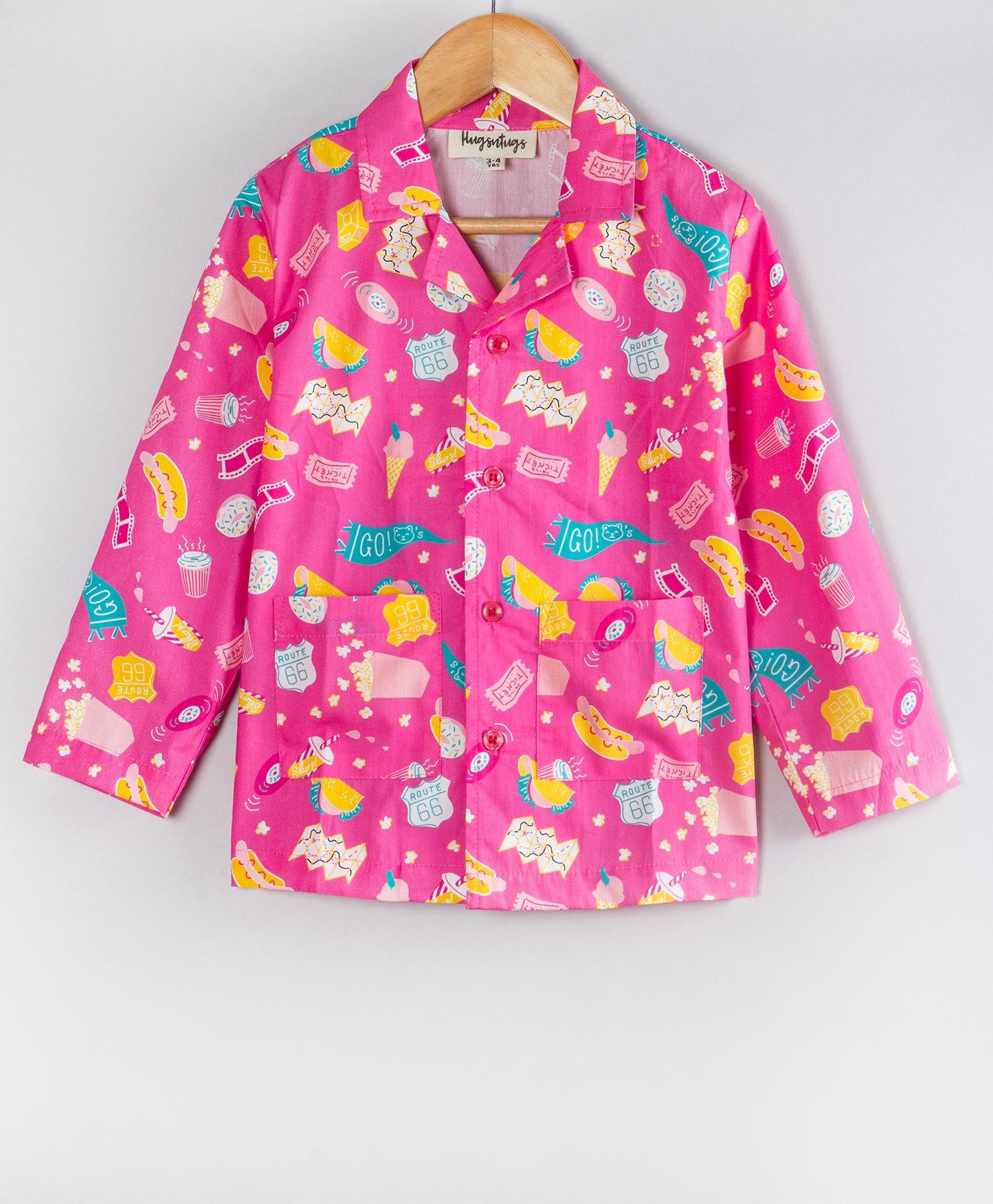 HOTDOG AND SODA FUN PRINT FUCHIA NIGHTSUIT