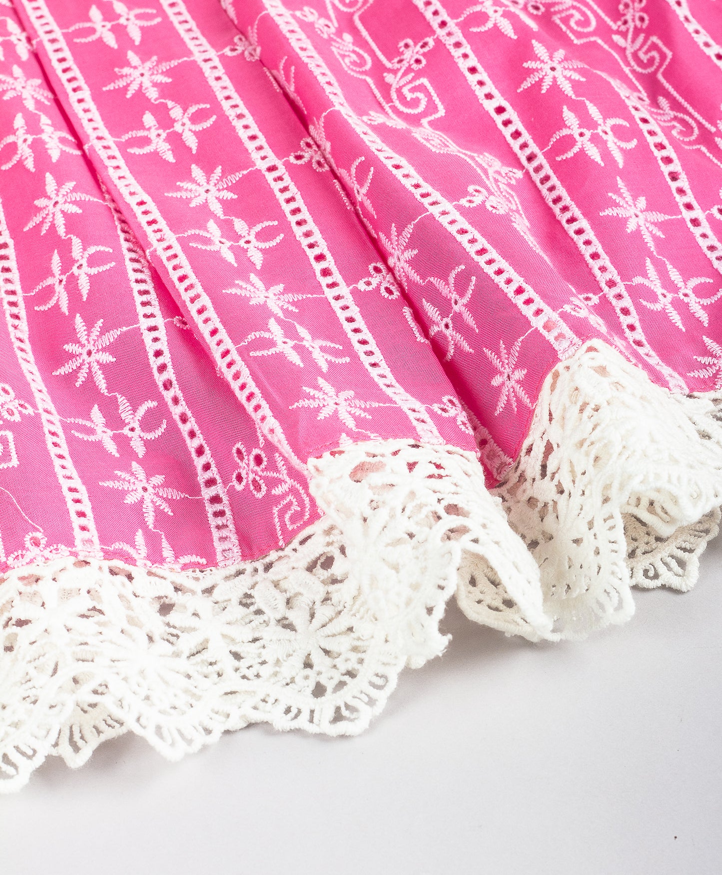 HOT PINK SCHIFFLI EMBROIDERED INFANT DRESS