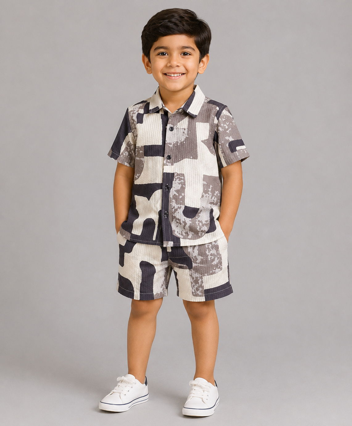 ABSTRACT PRINT BOYS SHORTS SET