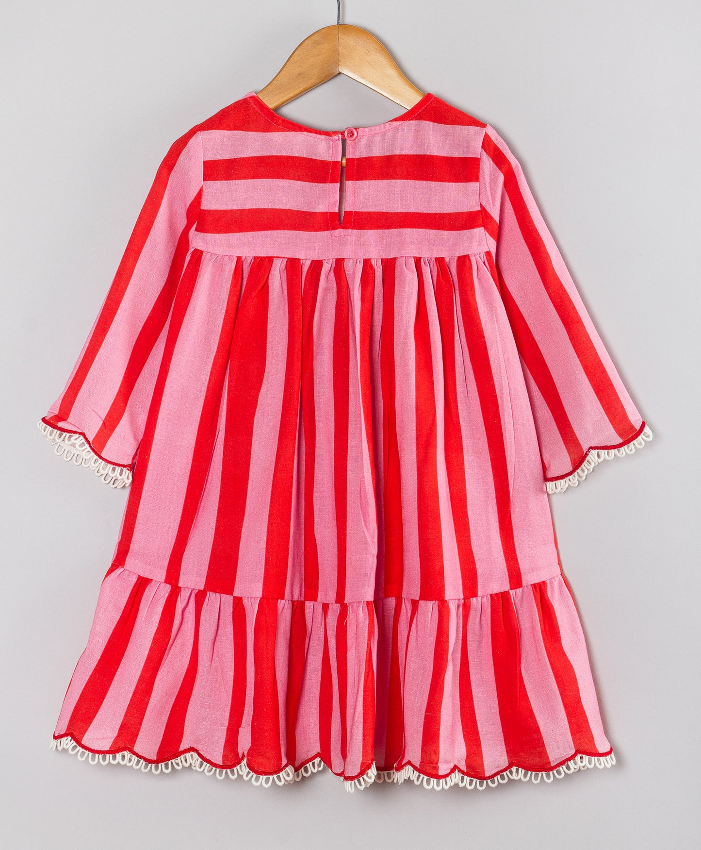 RED AND PINK STRIPE PRINT DRESS
