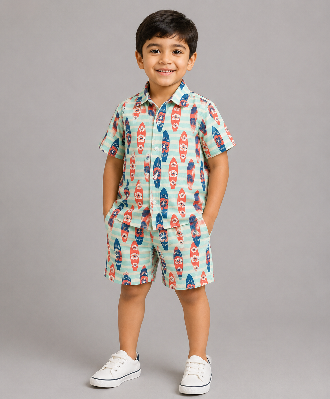 SURFBOARD PRINT SHORTS SET