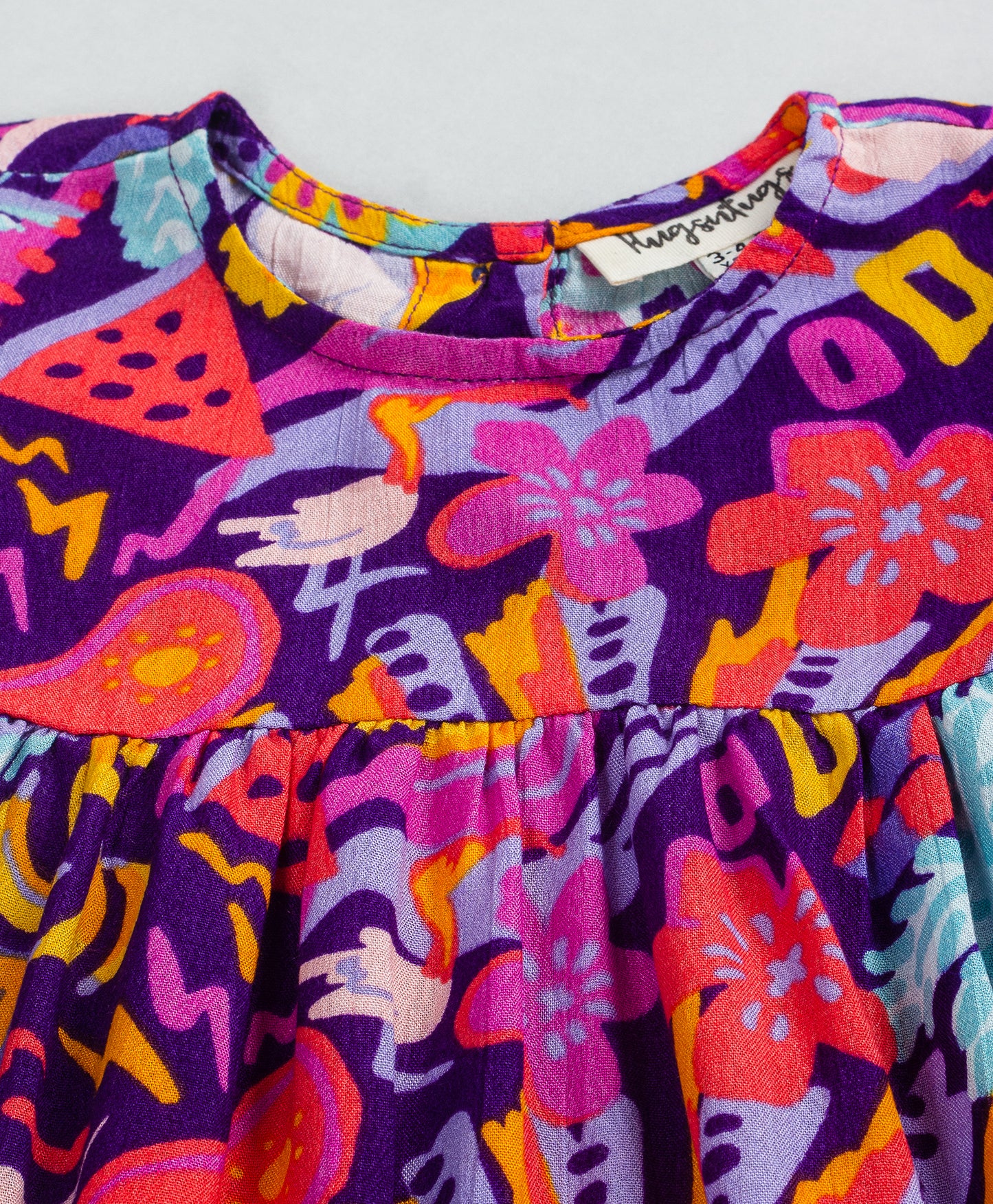 MULTI COLOUR DEEP PURPLE GRAFFITTI PRINT DRESS