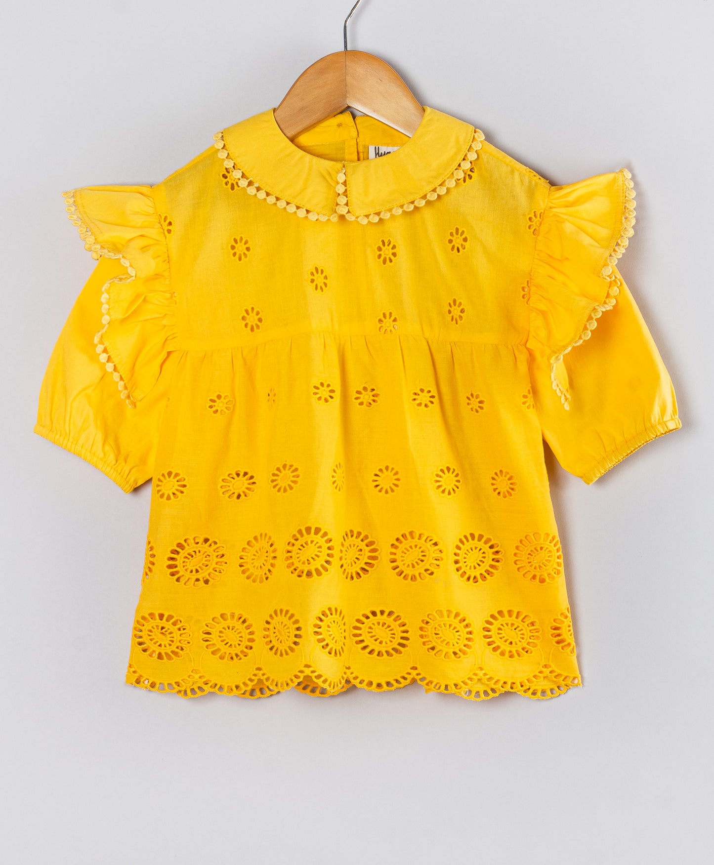 YELLOW SCHIFFLI CO-ORD SET