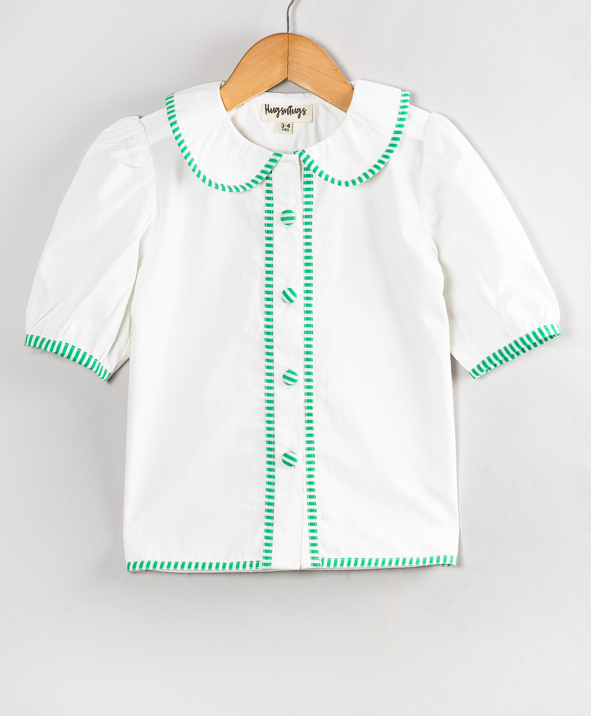 SOLID WHITE TOP WITH STRIPE PIPING