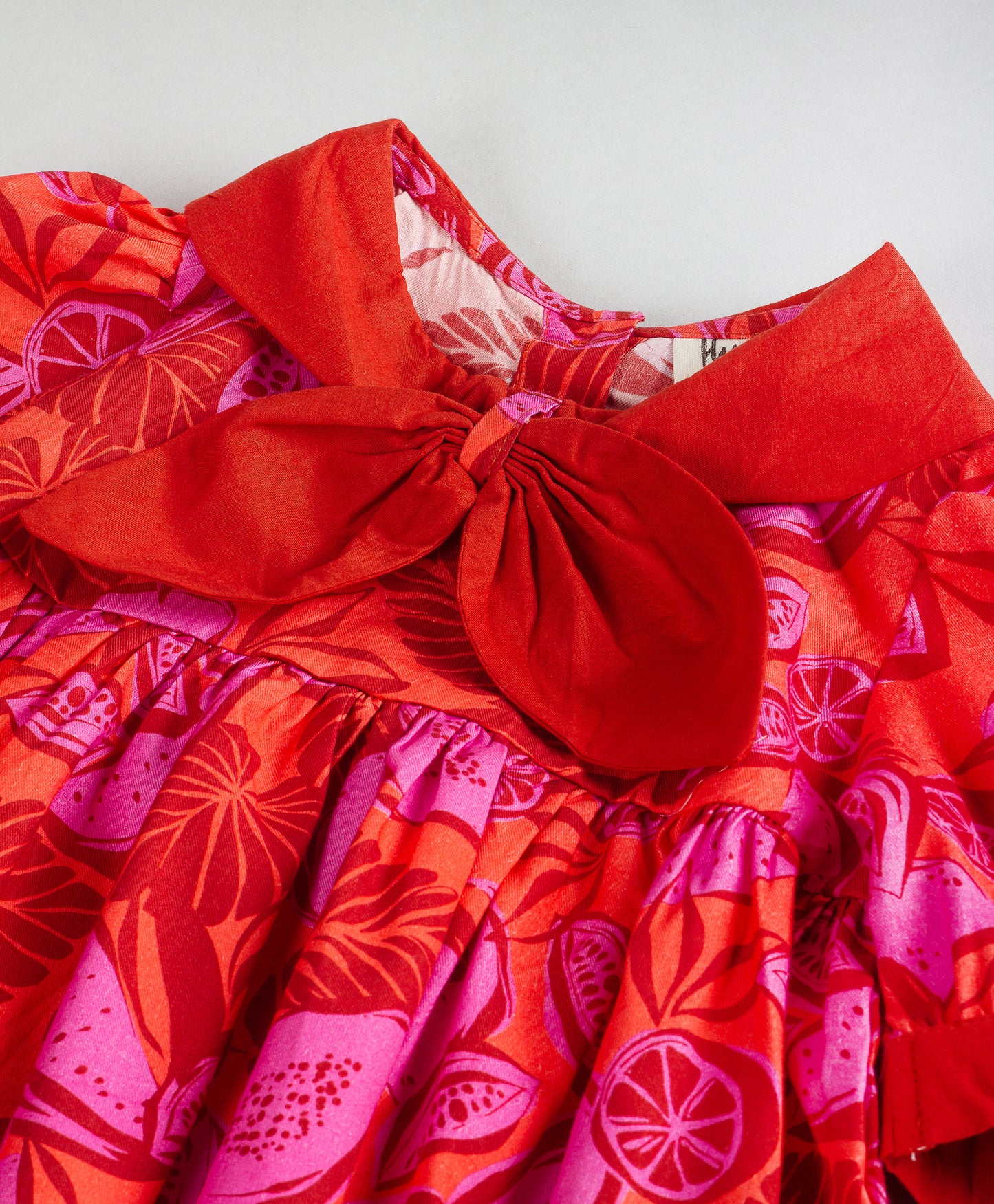 RED AND PINK LEAF PRINT DRESS