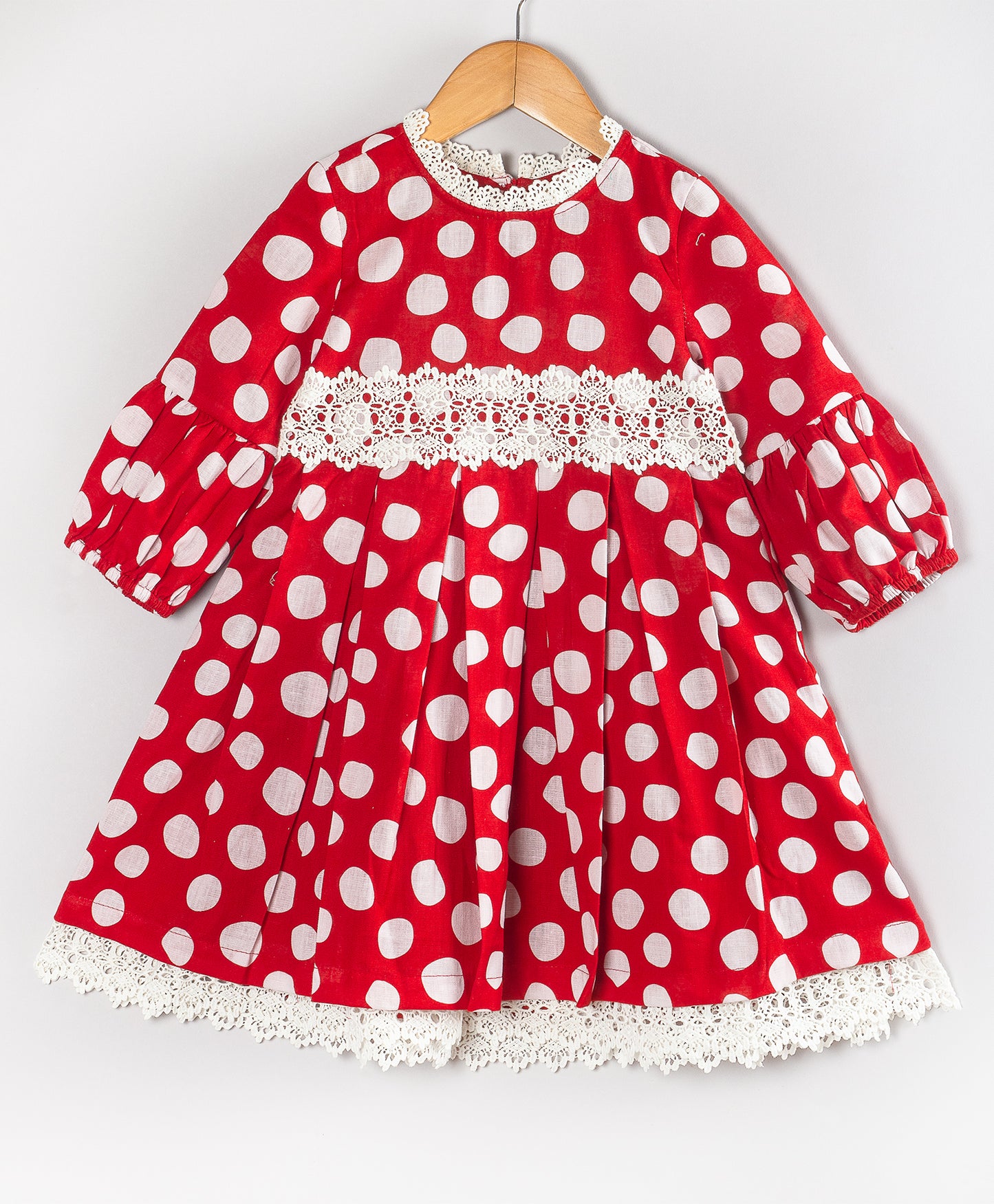 RED WHITE DOT PRINT CHRISTMAS DRESS