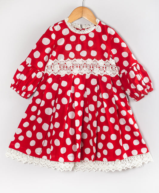 RED WHITE DOT PRINT CHRISTMAS DRESS
