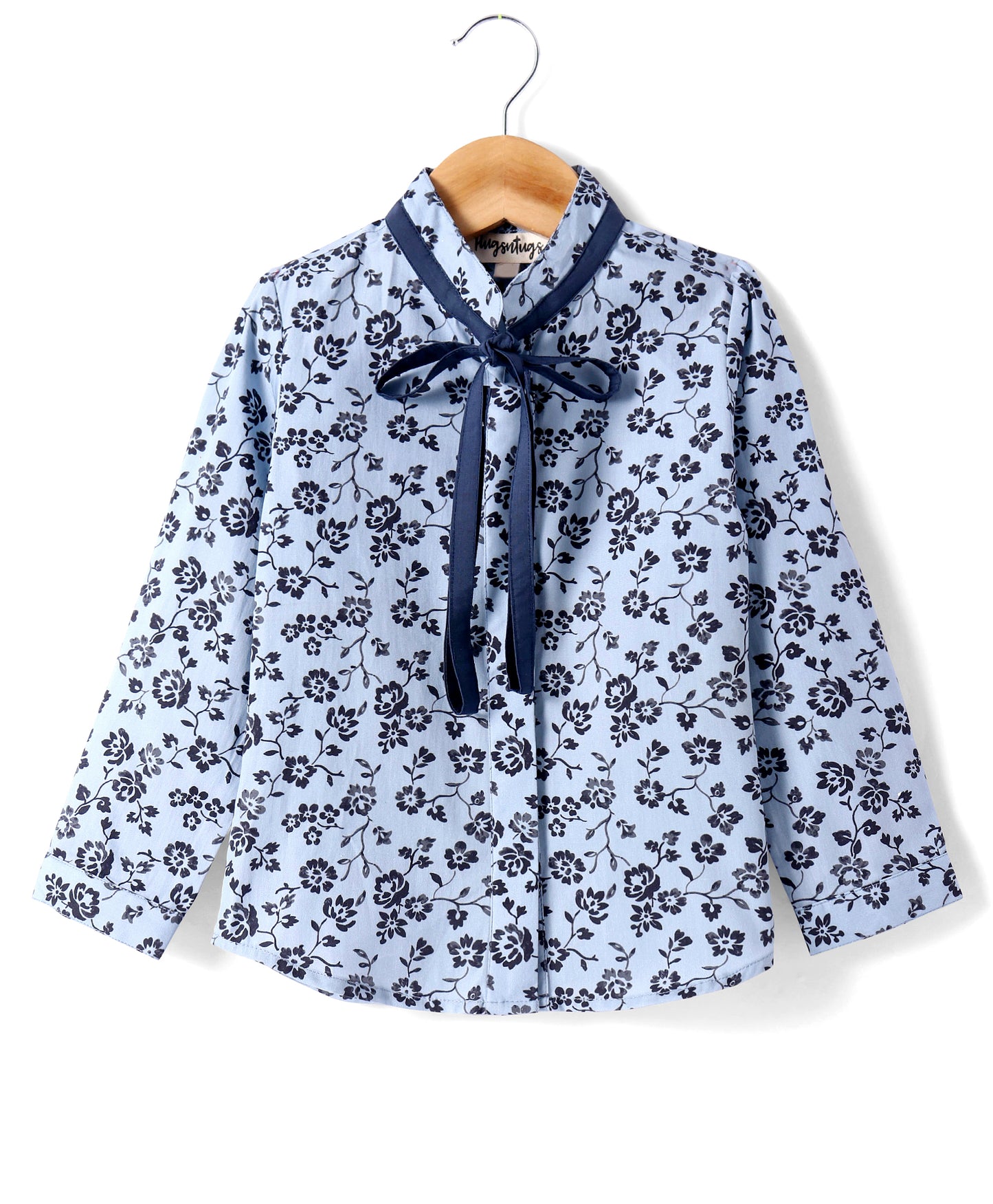 BLUE FLORAL PRINT BUTTON DOWN SHIRT