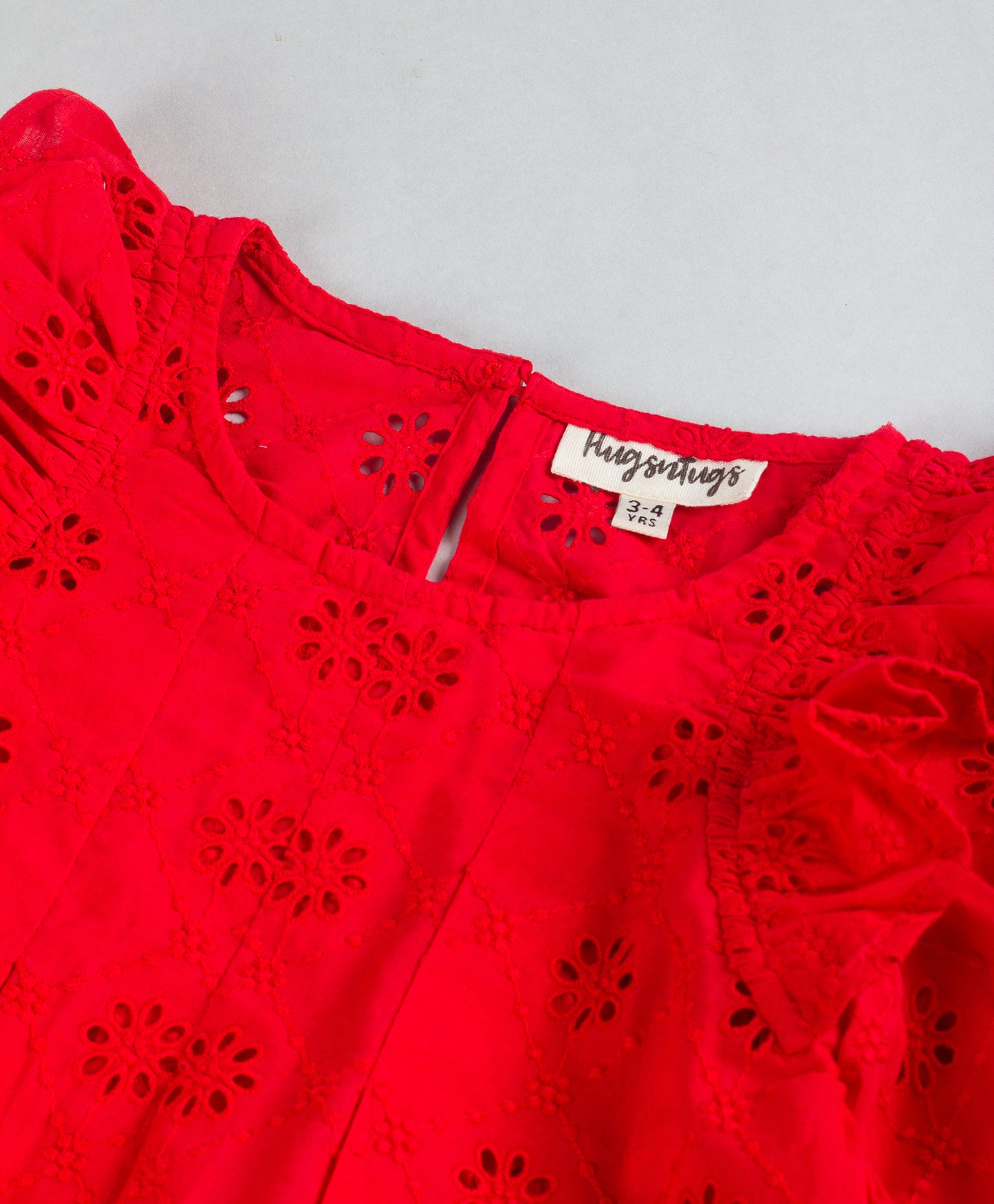 RED ALL OVER SCHIFFLI DRESS