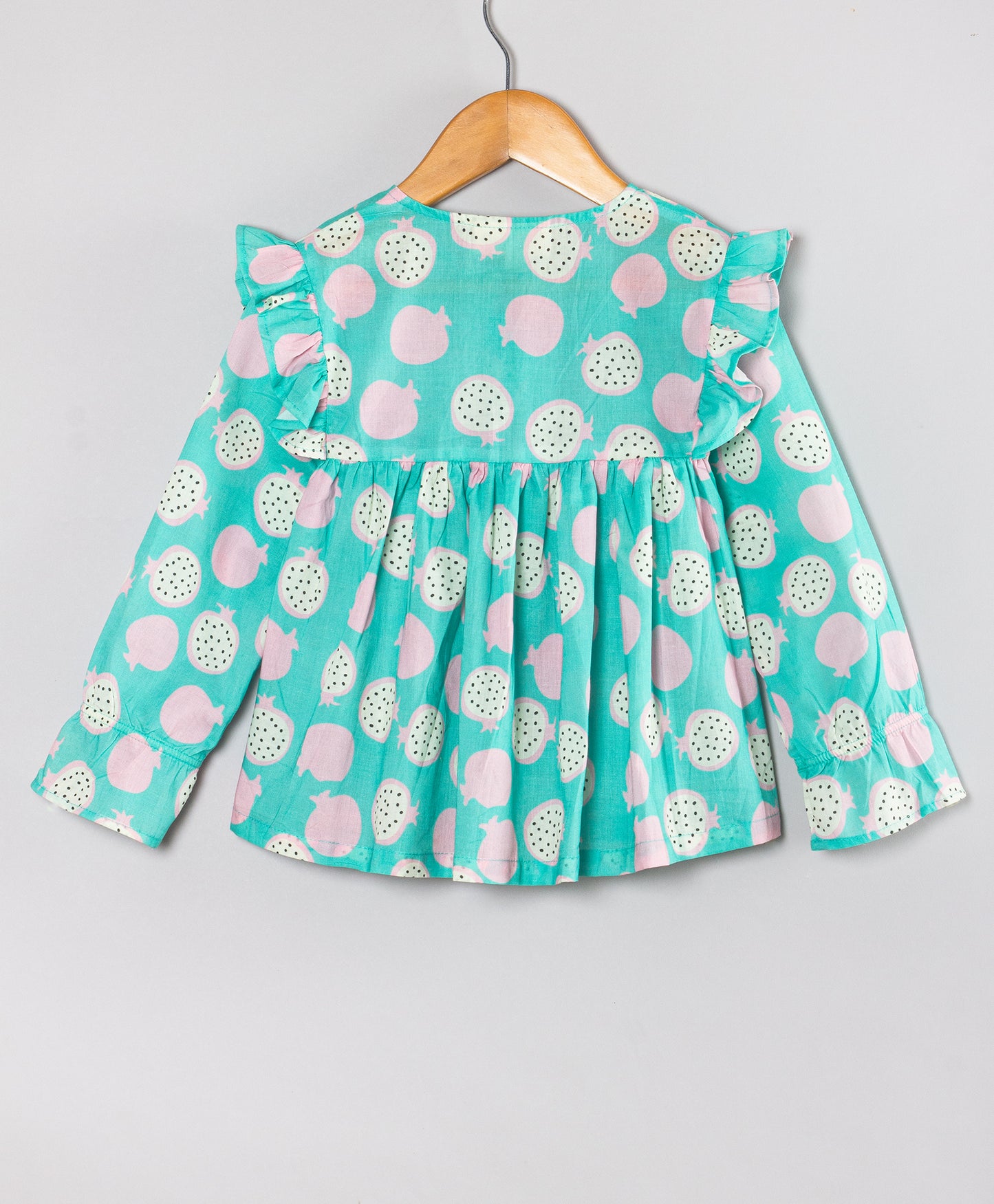 DRAGONFRUIT PRINT AQUA TOP