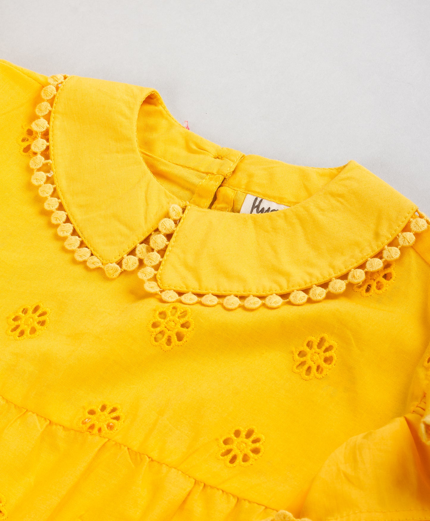 YELLOW SCHIFFLI CO-ORD SET