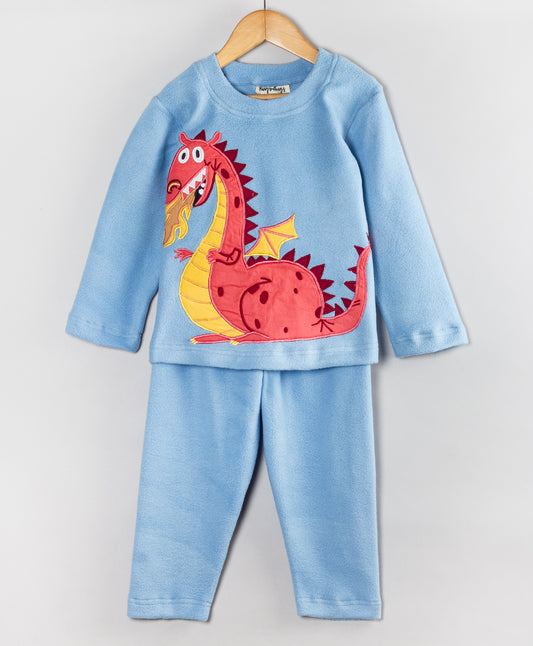 DRAGON PATCHWORK LIGHT BLUE FLEECE SET