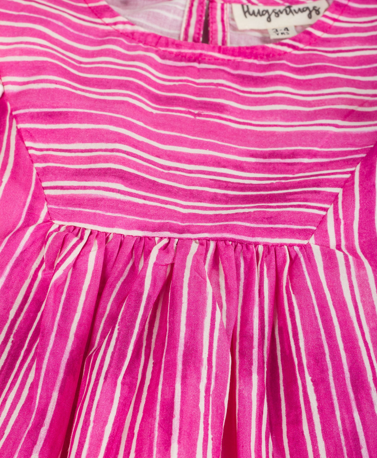 HOT PINK STRIPE PRINT TOP WITH CONTRAST LACE TRIMS