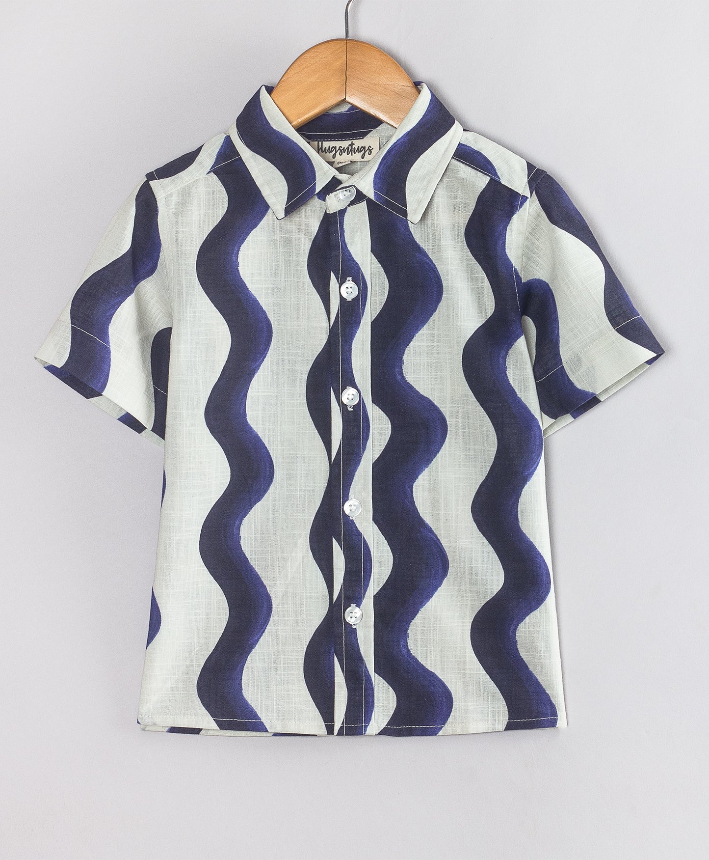 BLUE WAVE PRINT SHORTS SET