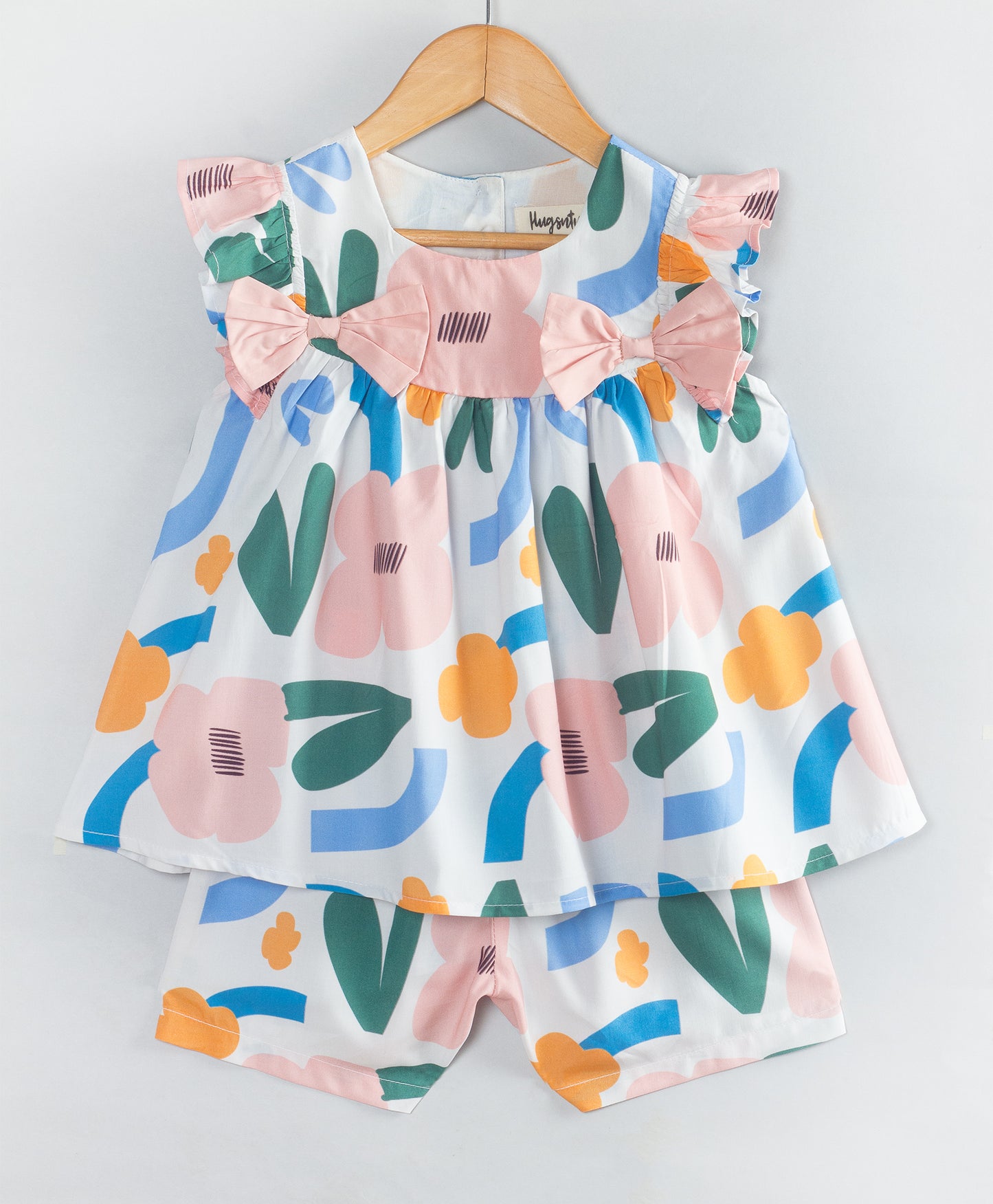 FLORAL GEOMETRIC PRINT SHORTS SET