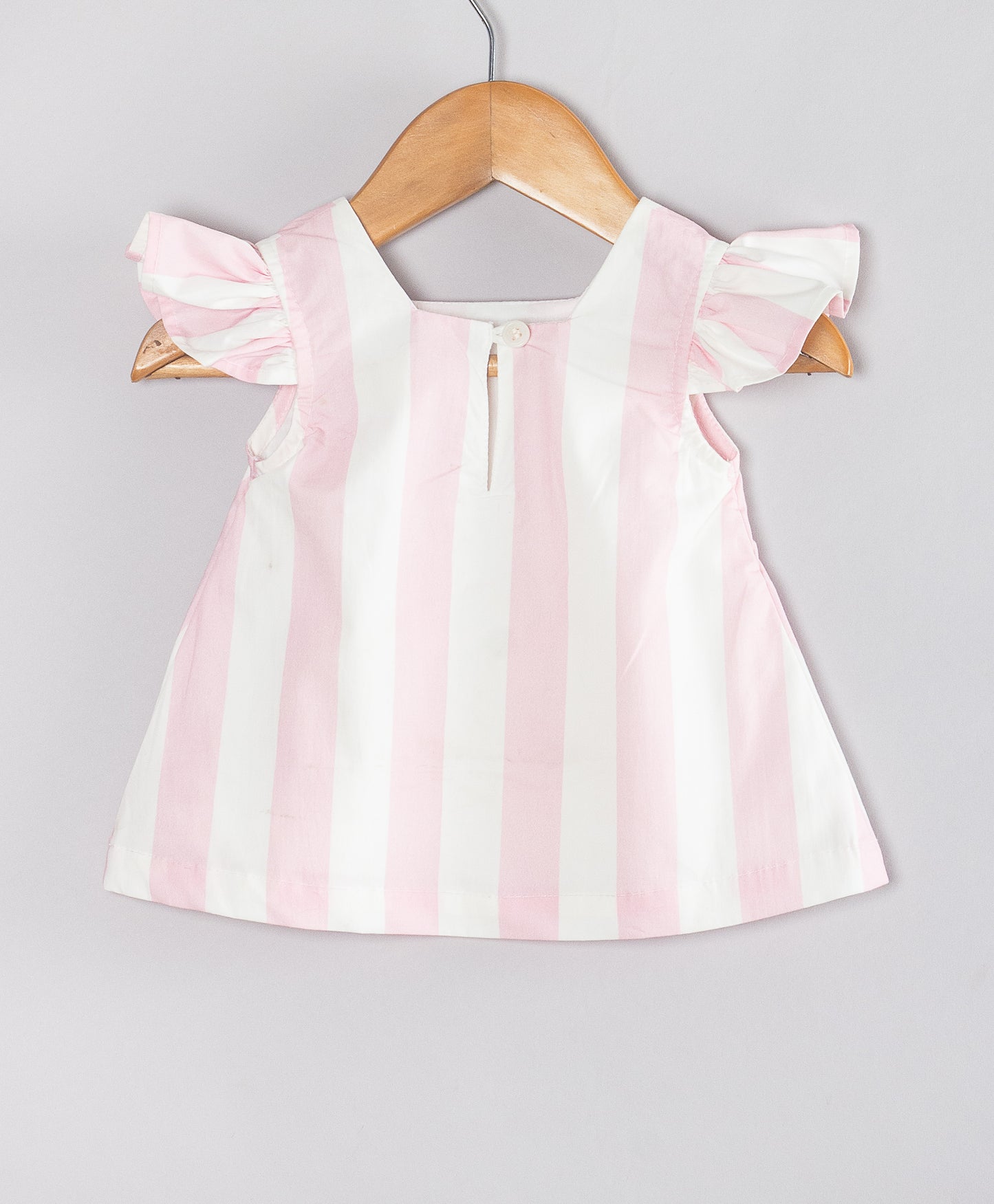 PINK STRIPE PRINT INFANT SHORTS SET WITH FAIRY PATCH