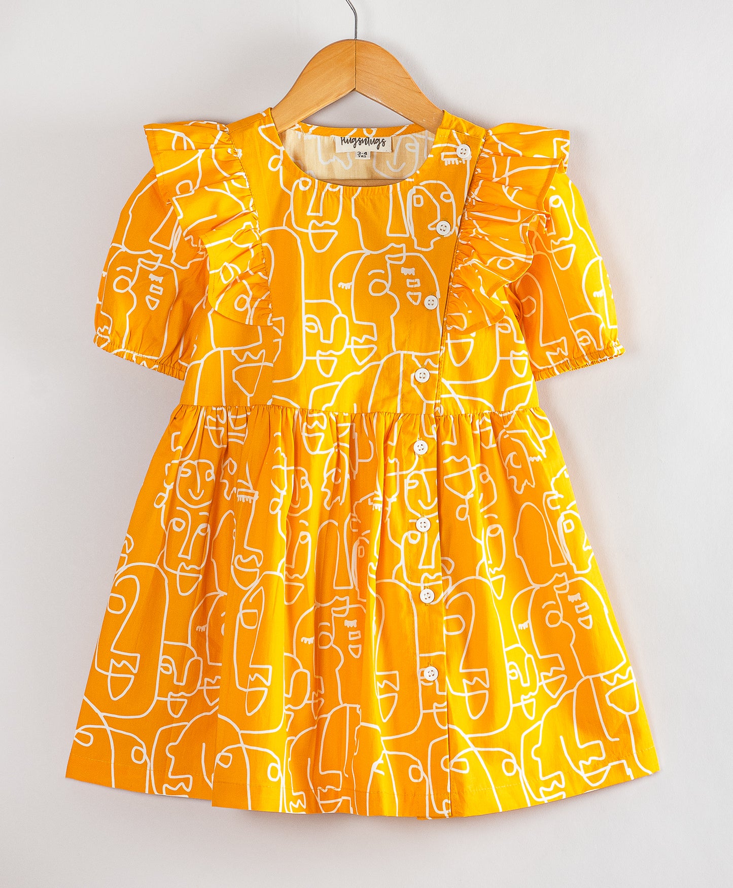YELLOW FACES PRINT DRESS