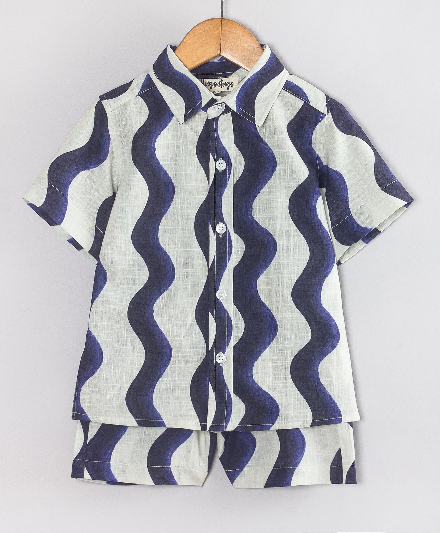 BLUE WAVE PRINT SHORTS SET