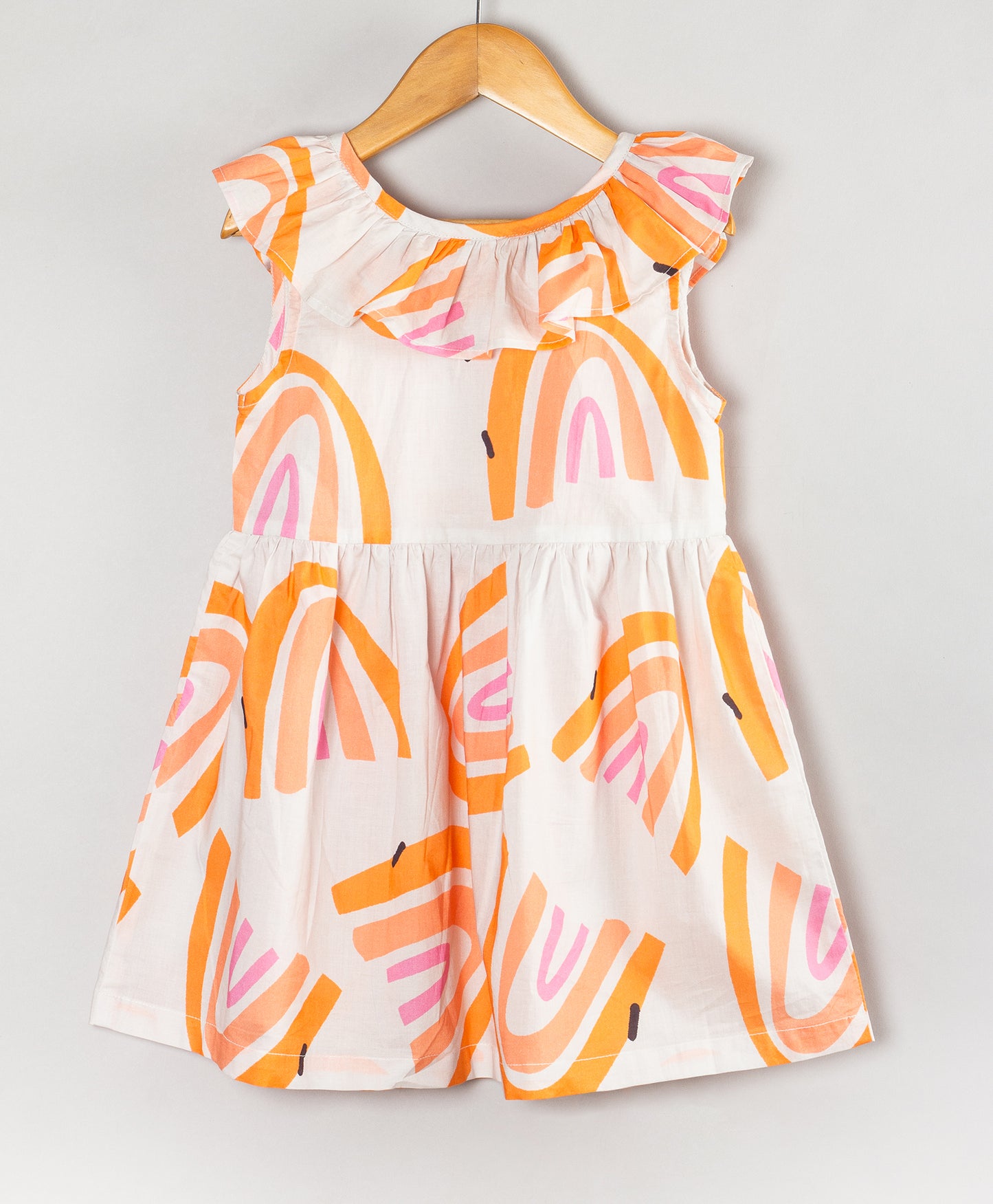RAINBOW PRINT DRESS WITH A BOW