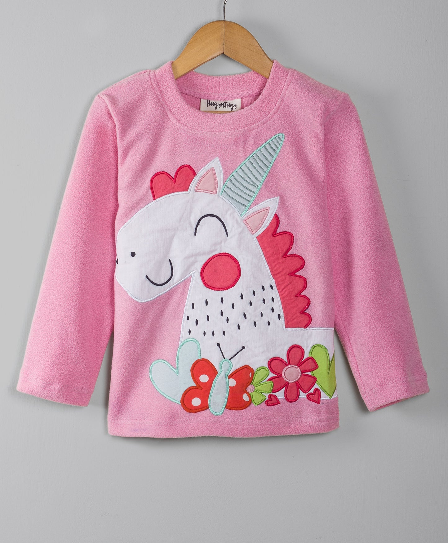 Unicorn patch pink fleece set