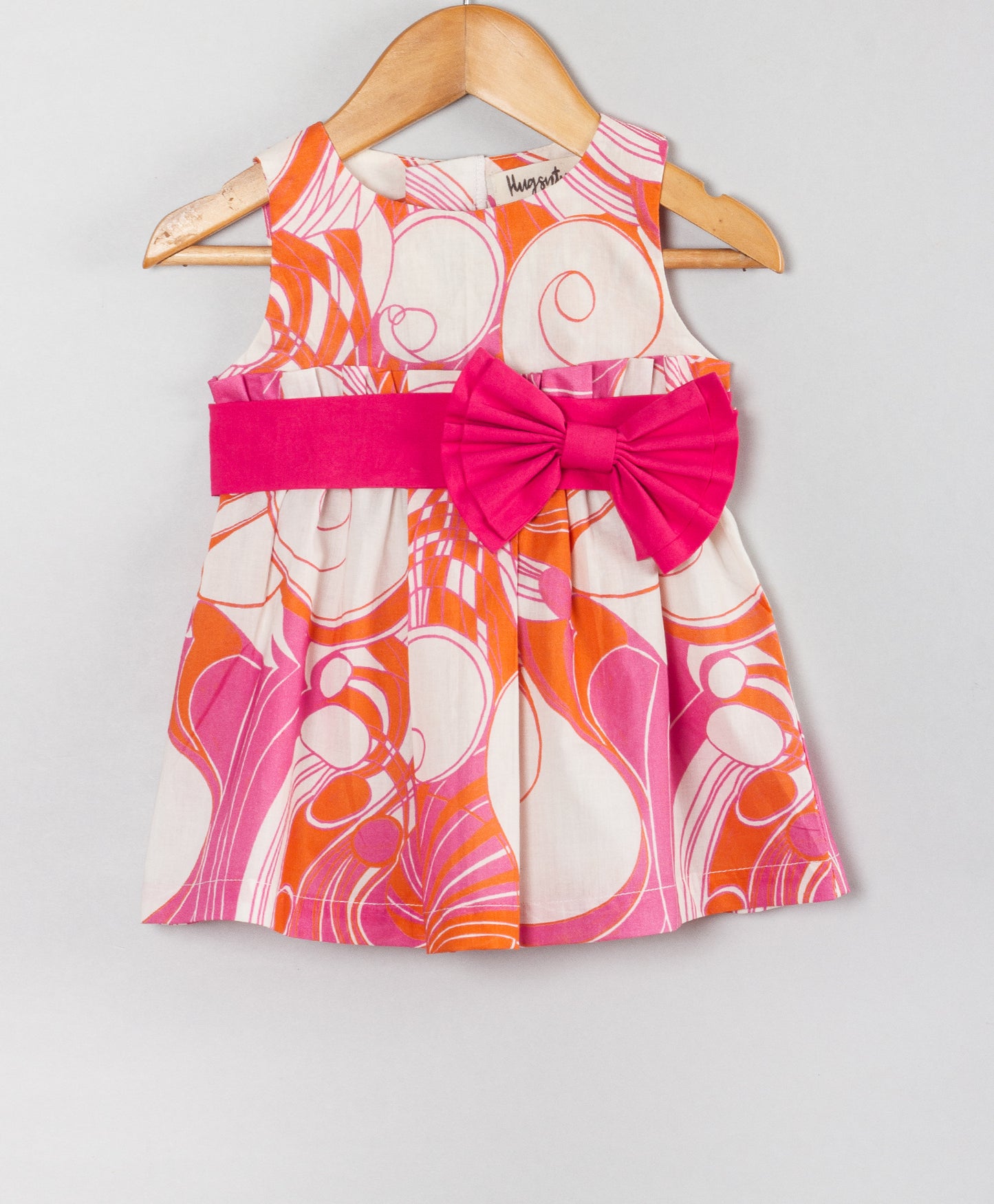 ORANGE AND PINK GRAPHIC PRINT INFANT DRESS