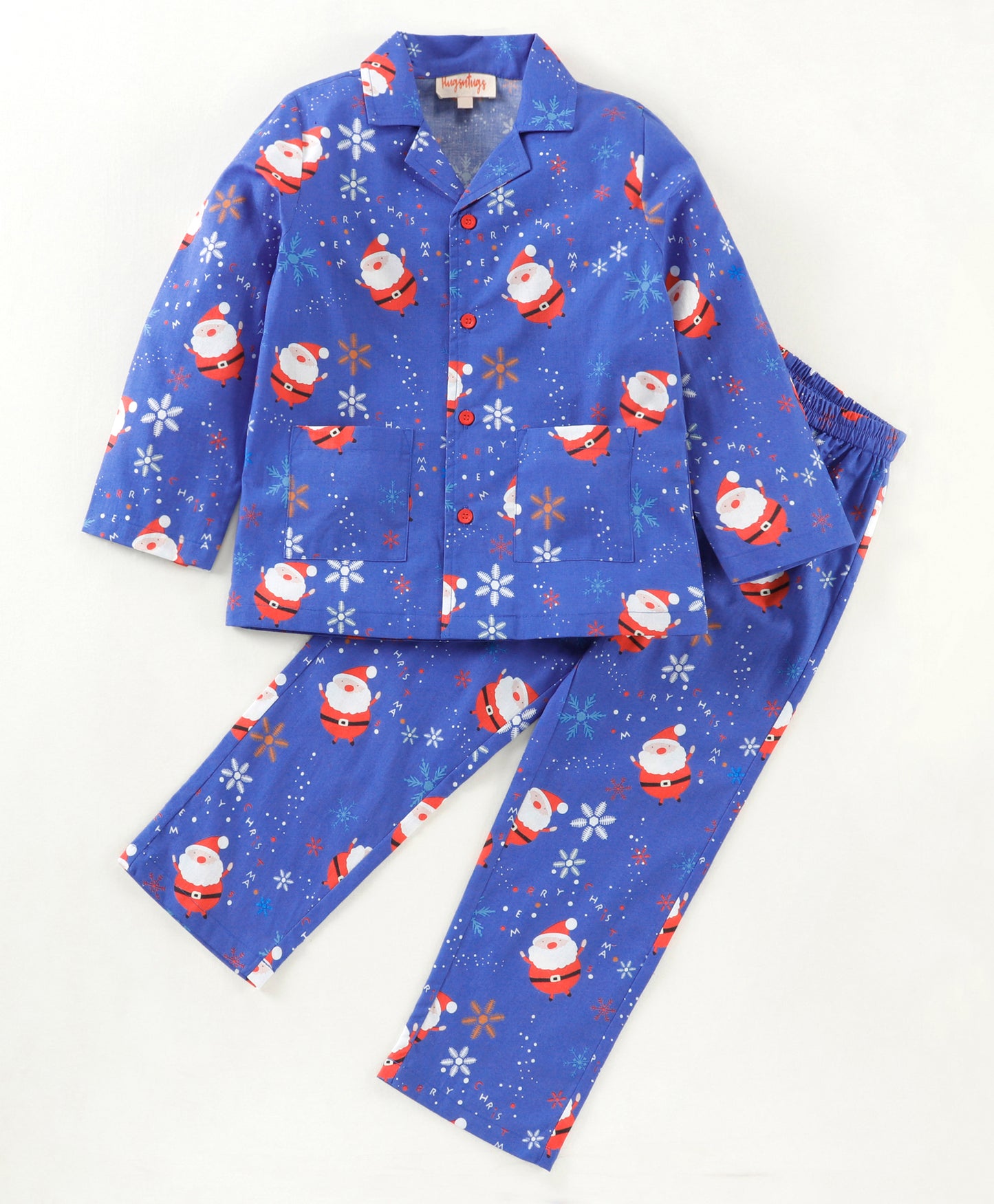 SANTA PRINT NIGHTSUIT ROYAL BLUE