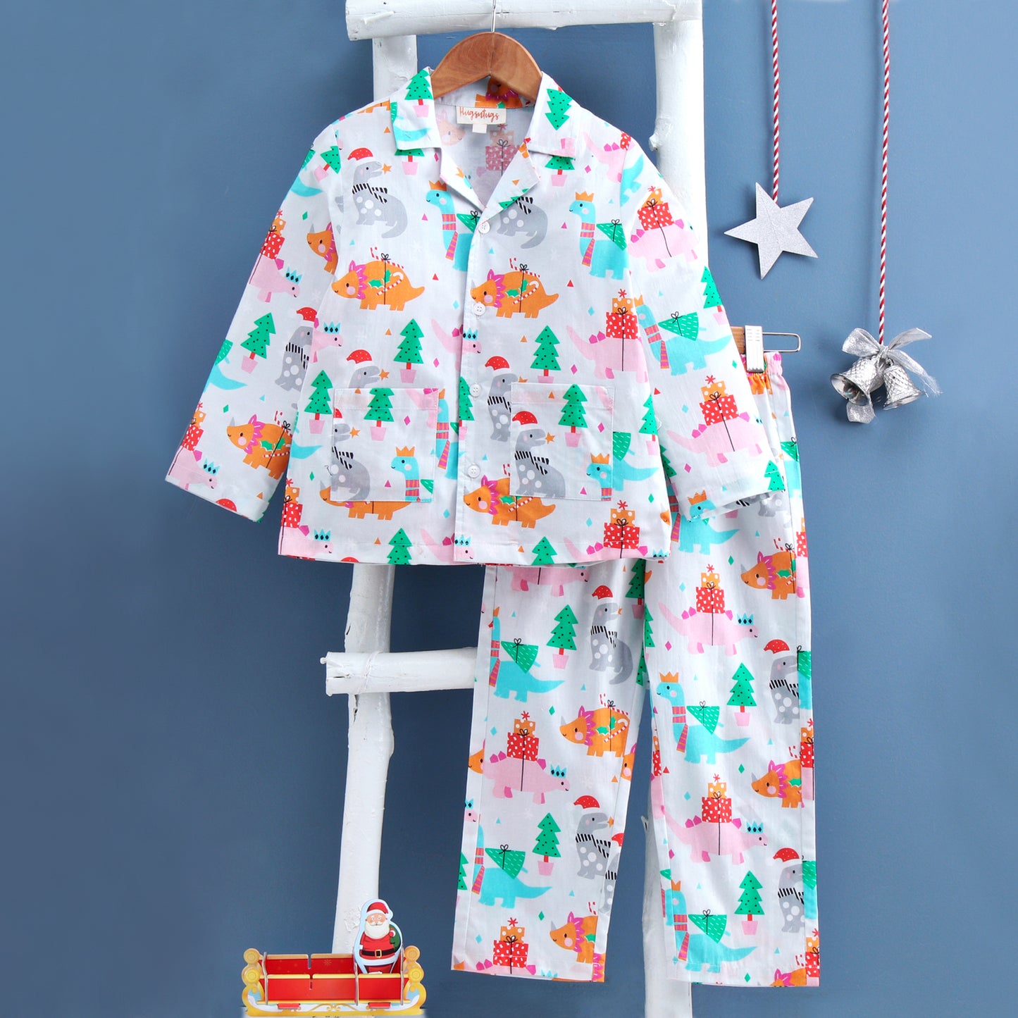 Dino and the Christmas tree print nightsuit