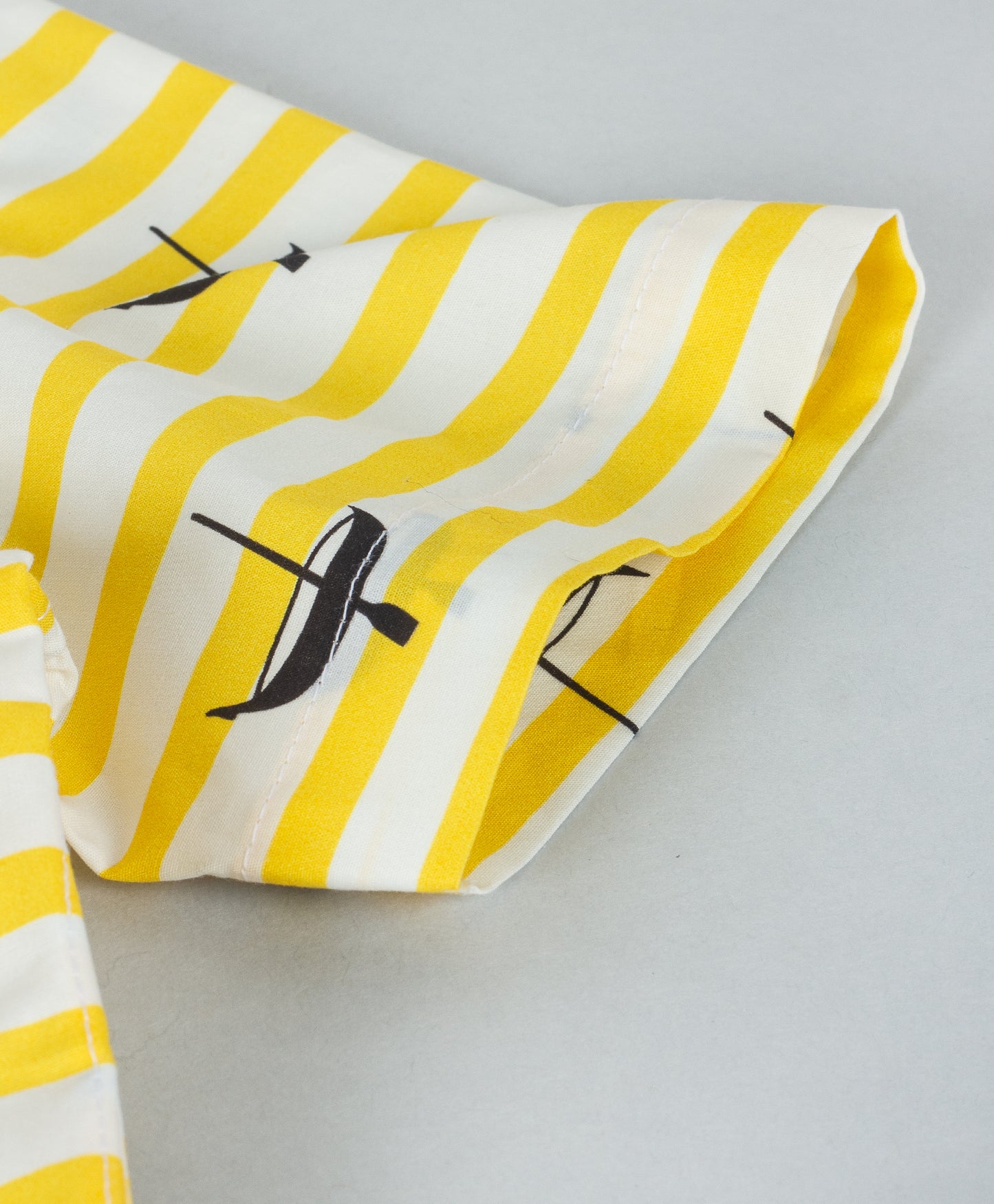 YELLOW STRIPE AND BOAT PRINT BOYS SHIRT