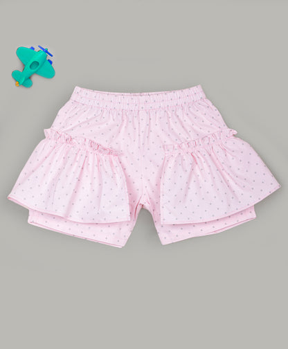 Pastel Pink shorts with grey dots