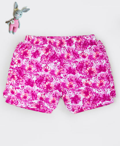 Pink floral print shorts