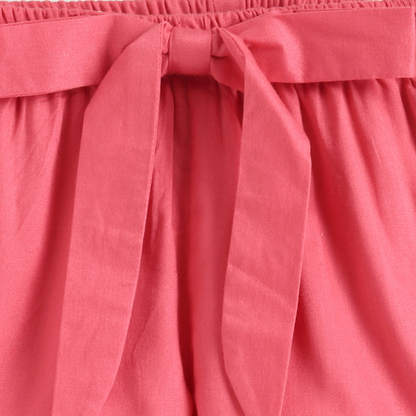 Coral Solid shorts with self fabric attached belt