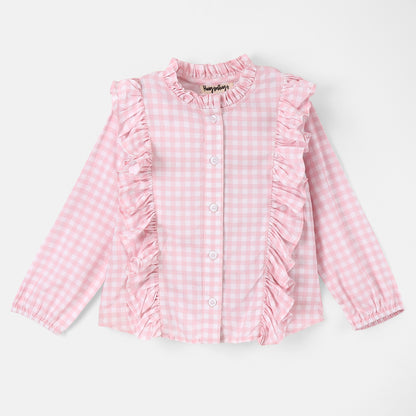 PINK CHECK PRINT BUTTON DOWN SHIRT