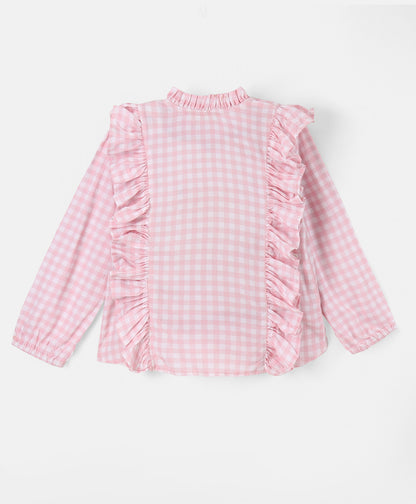 PINK CHECK PRINT BUTTON DOWN SHIRT