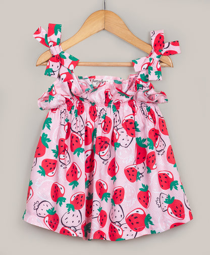 STRAWBERRY TOP WITH STRAPS AT SHOULDERS