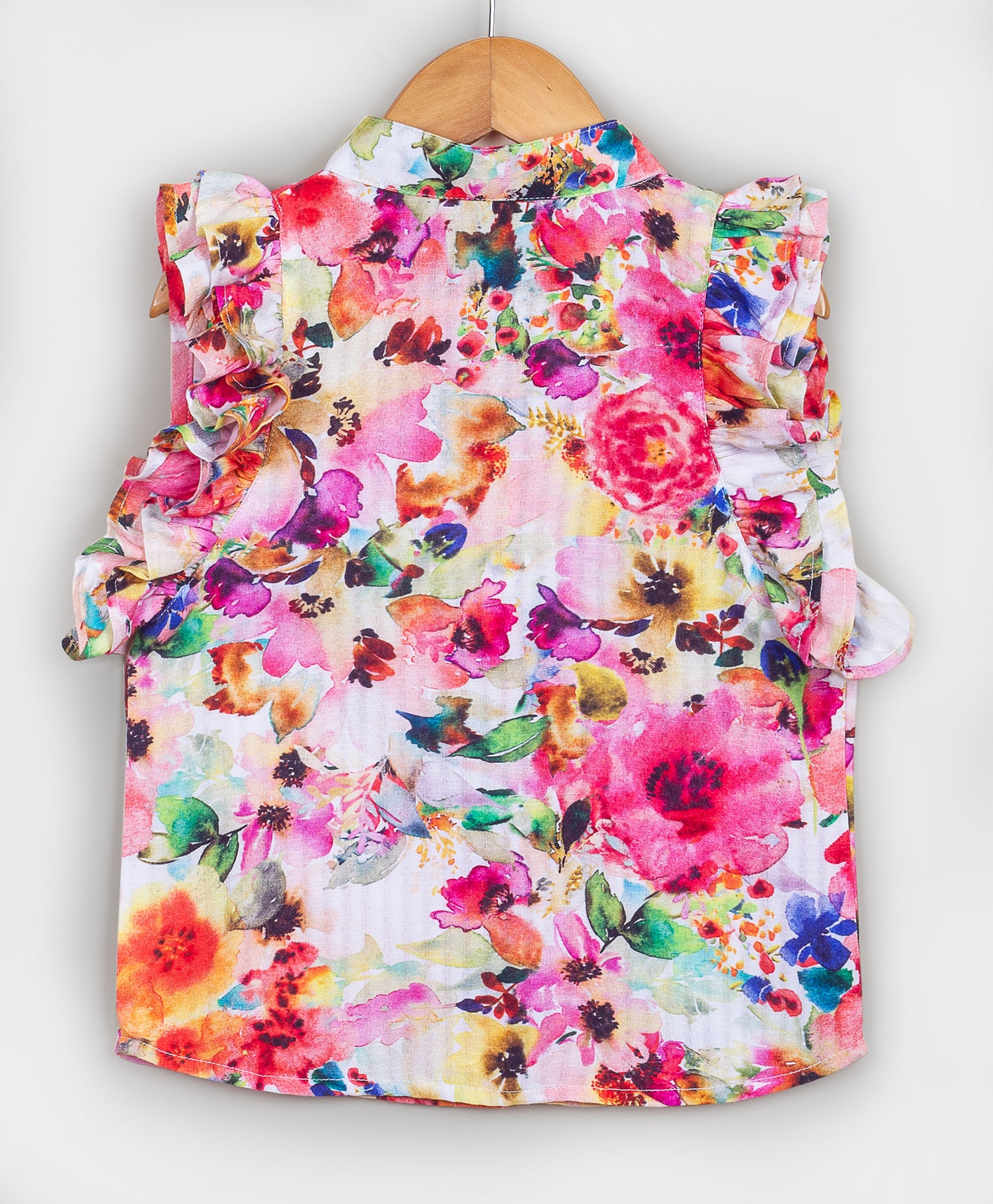 Water color effect floral print top