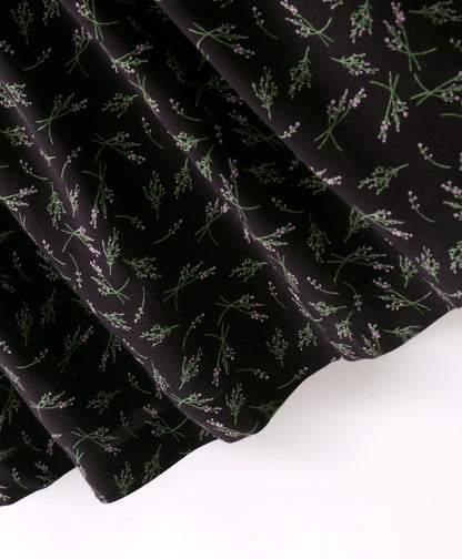 Half Sleeves Seamless Botanical Flowers Printed & Ruffle Detailed Cold Shoulder Top - Dark Grey