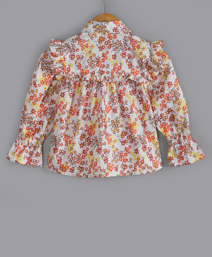 DITSY FLORAL TOP WITH FRONT BUTTON OPENING