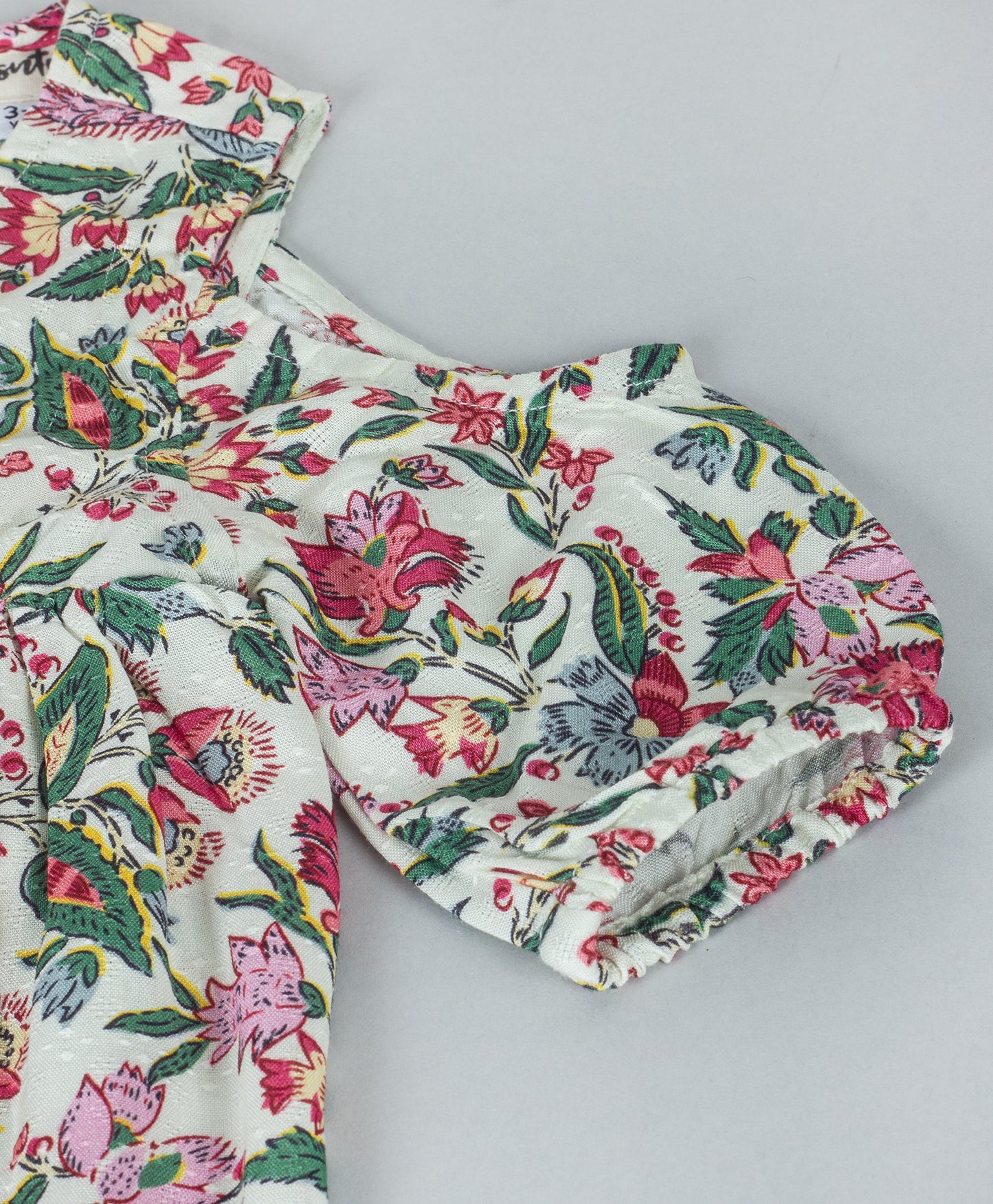 INDIAN FLORAL PRINT COLD SHOULDER TOP