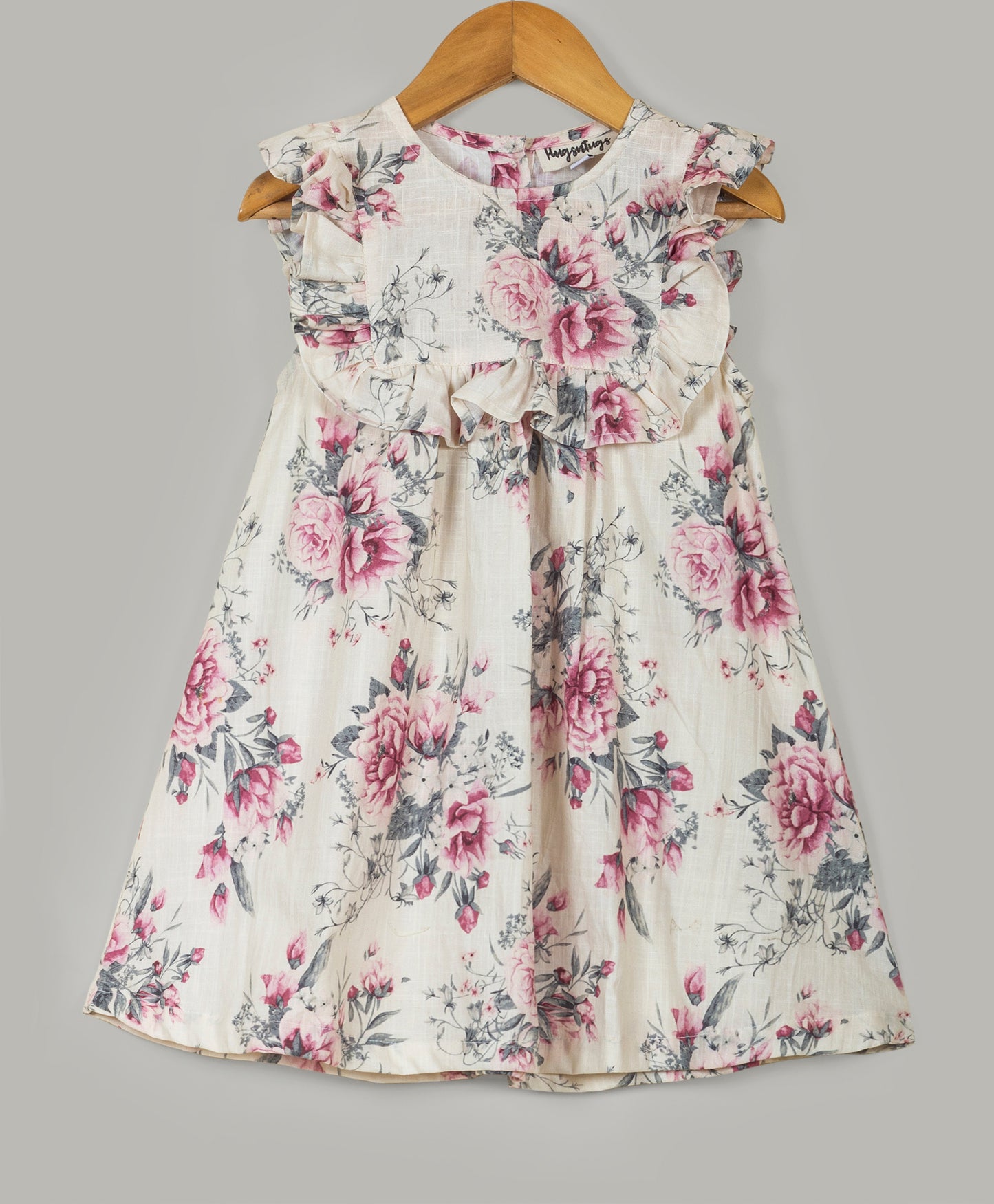 Cotton slub floral print dress
