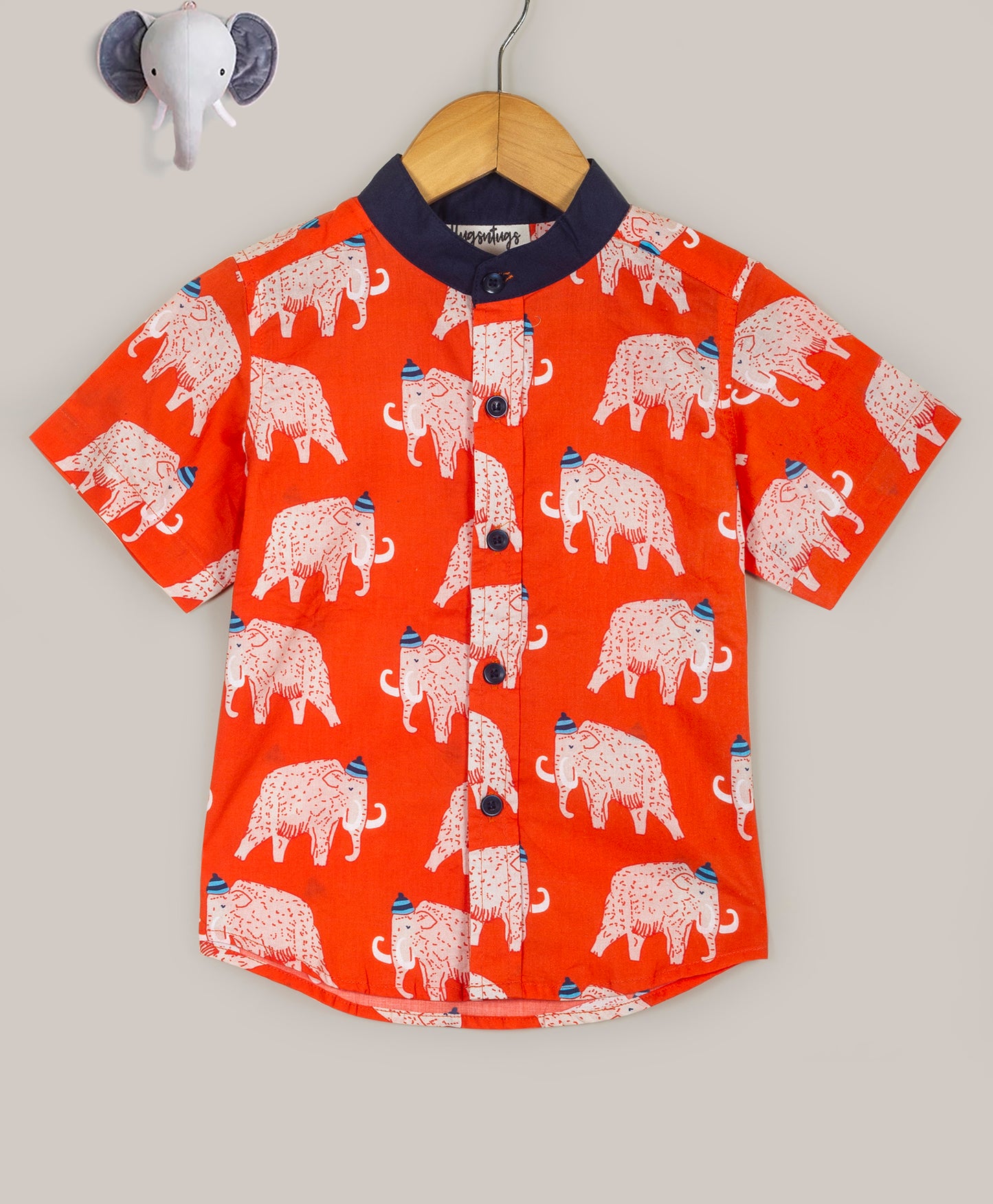 Red short sleeves shirt with elephant print