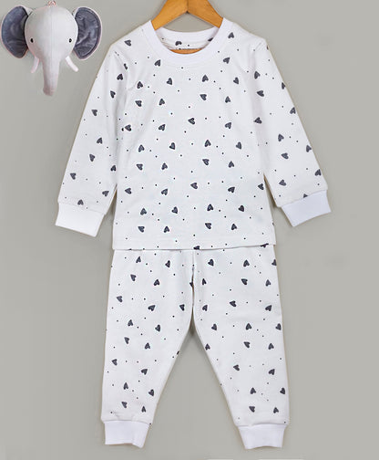 White and black heart and Dot print tracksuit