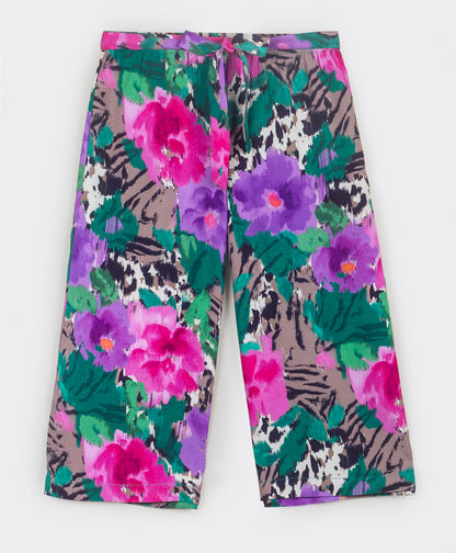 BRIGHT FLOWER AND ANIMAL PRINT PANTS