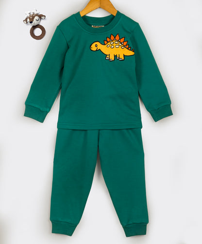Green Dino embroidery tracksuit