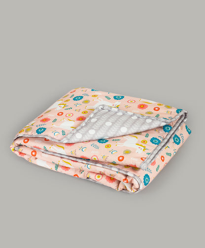 PEACH UNICORN PRINT COT SET